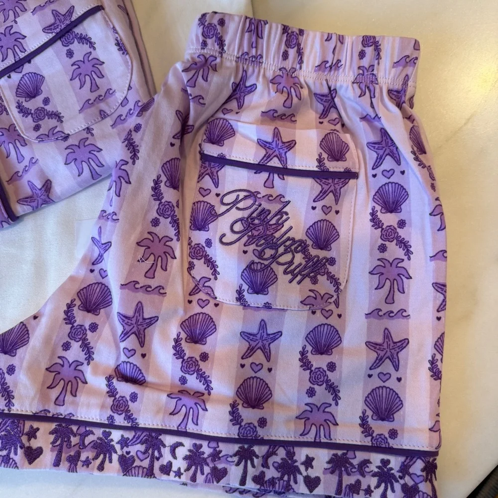 BRAND NEW Pink Palm Puff Pajamas in Twilight - Picture 4 of 11